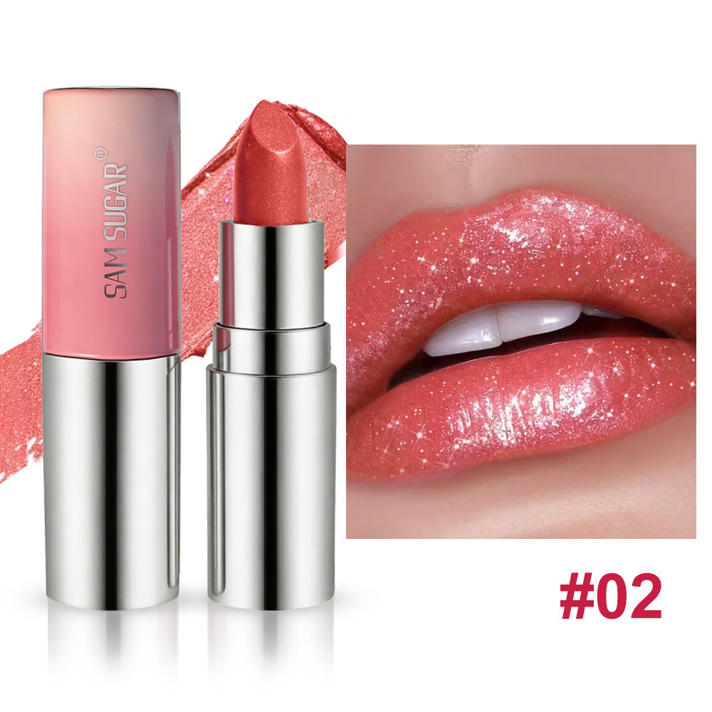Rouge à lèvres nacré dégradé à 6 couleurs avec de fines paillettes