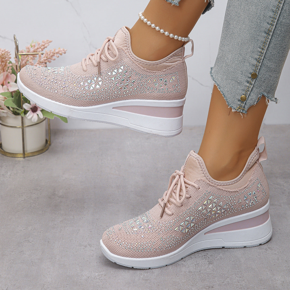Chaussures décontractées à petit talon compensé pour femmes