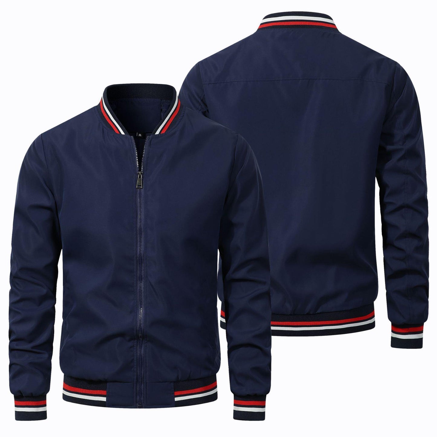 Veste décontractée pour homme à col montant et fermeture éclair