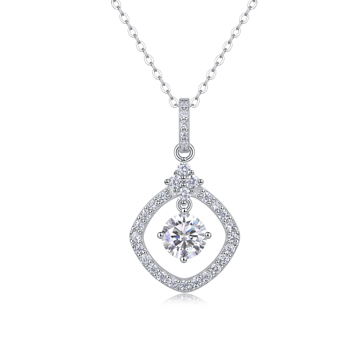 Collier pendentif géométrique en moissanite et argent sterling