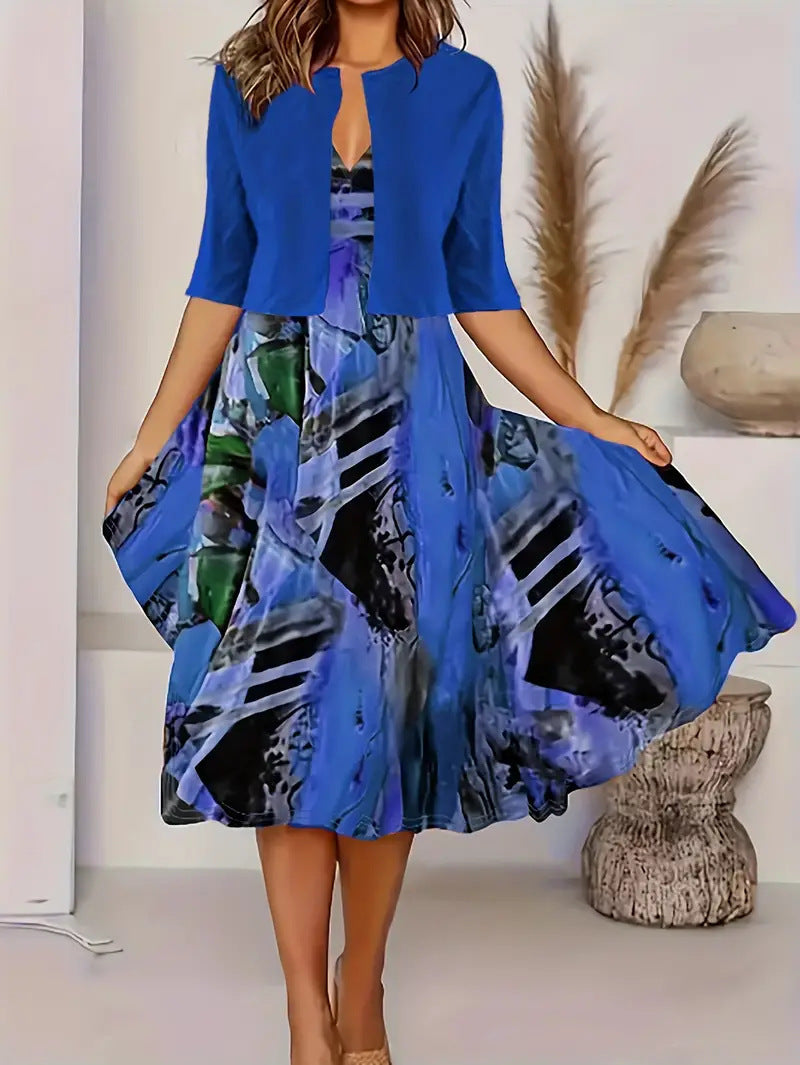 Ensemble de robe deux-pièces pour femmes à imprimé floral
