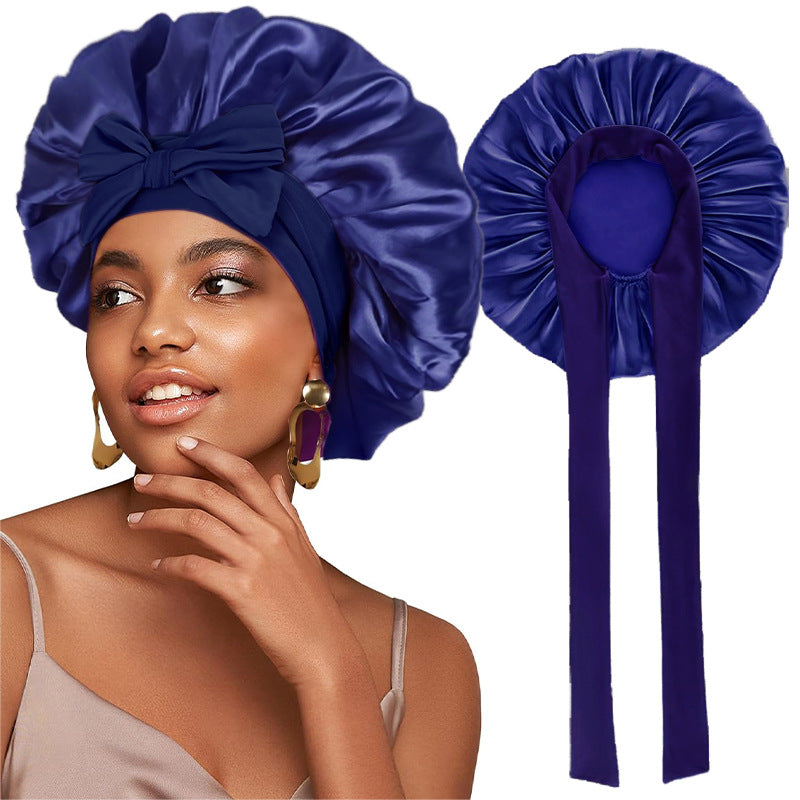 Bonnet de nuit en satin avec ruban élastique