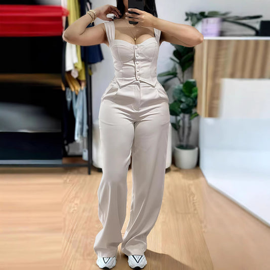 Ensemble débardeur moulant string et pantalon large