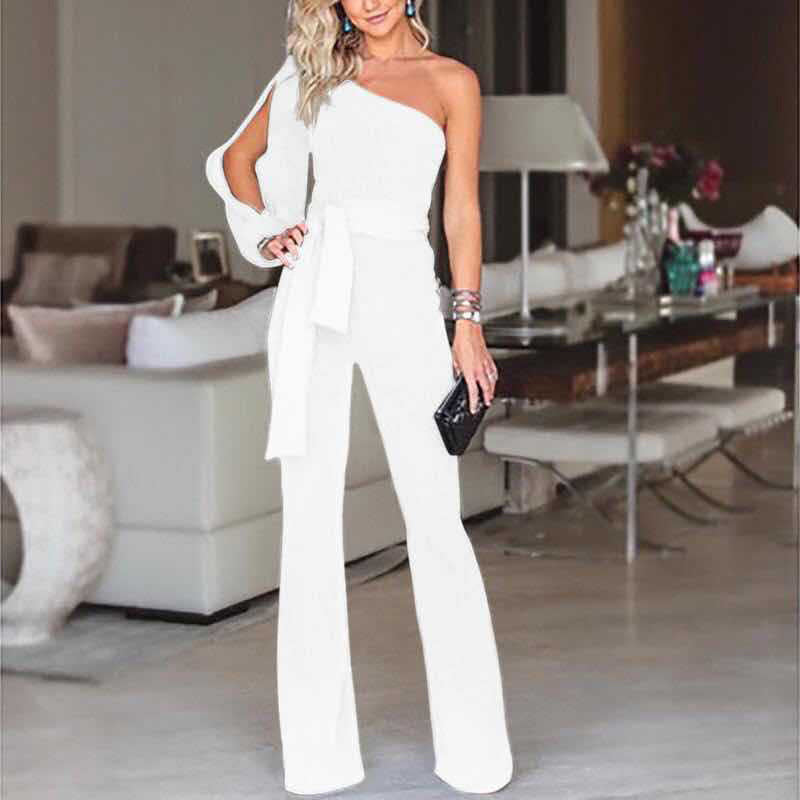 Combinaison élégante à une épaule et taille haute