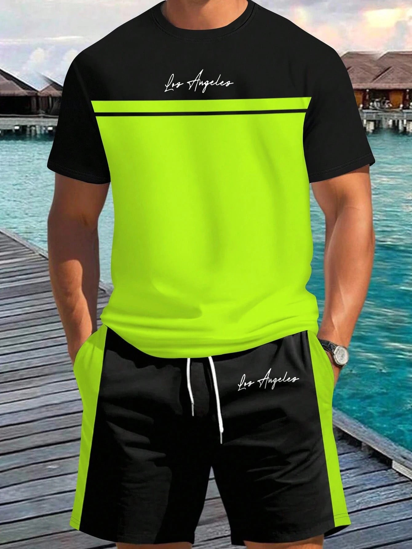Ensemble de short de sport imprimé et t-shirt pour hommes