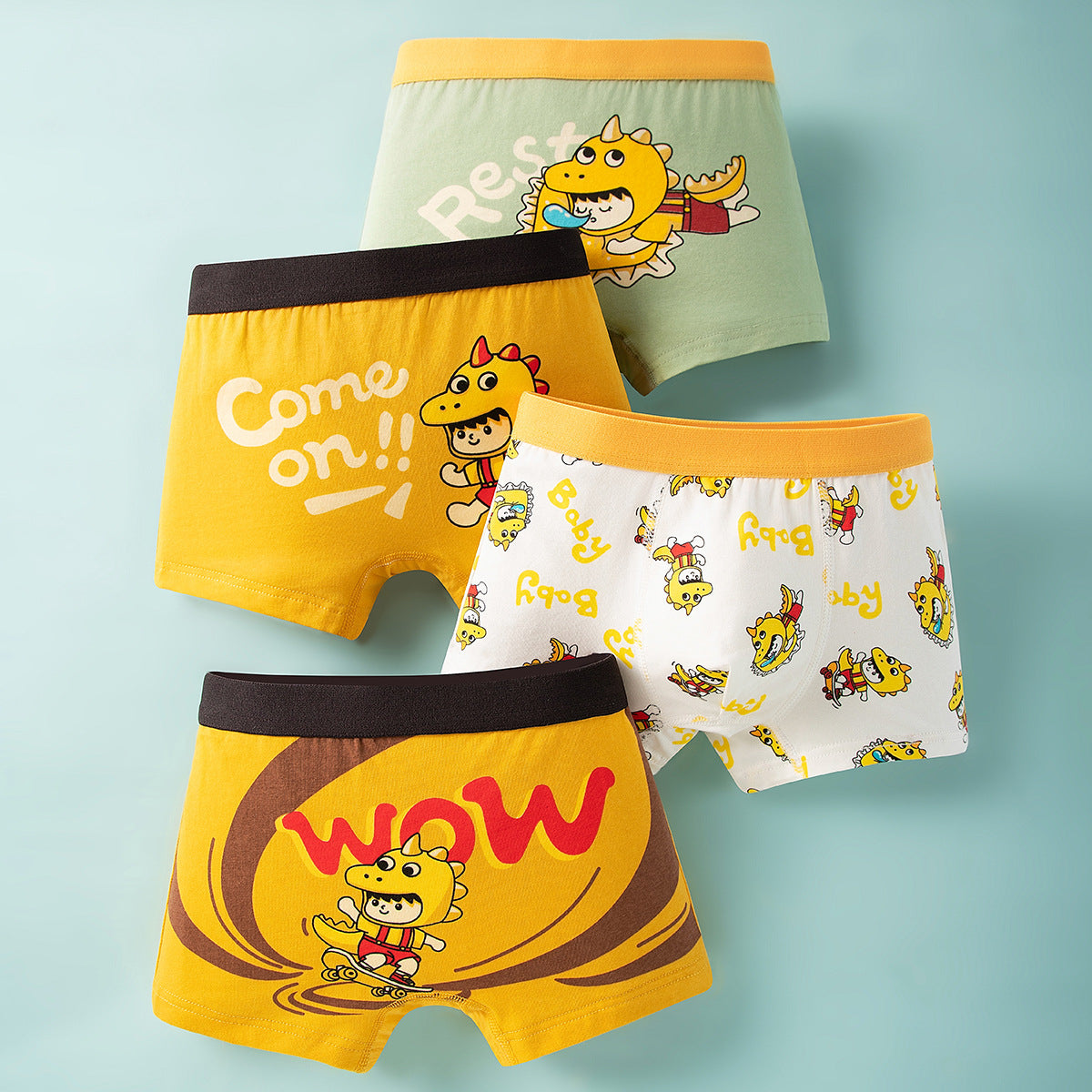 Boxers en coton pour garçons, sous-vêtements sans coutures