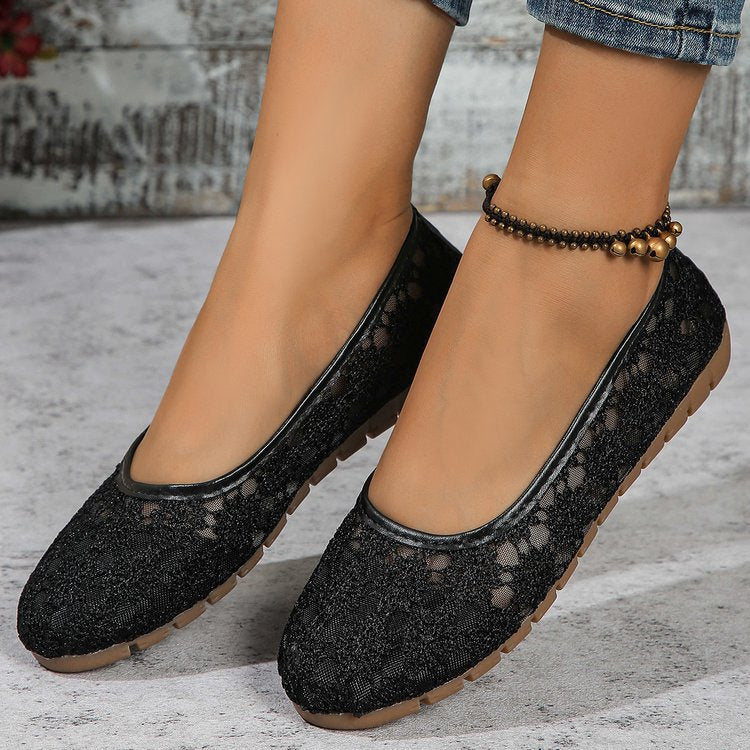 Ballerines à bout rond en mesh pour femmes