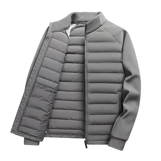 Veste matelassée pour homme avec col montant en tricot et empiècement soudé