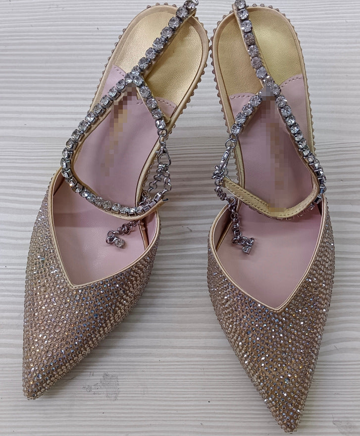 Chaussures de soirée à talons aiguilles en cristal pour femmes