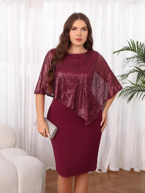 Robe grande taille à empiècements perlés