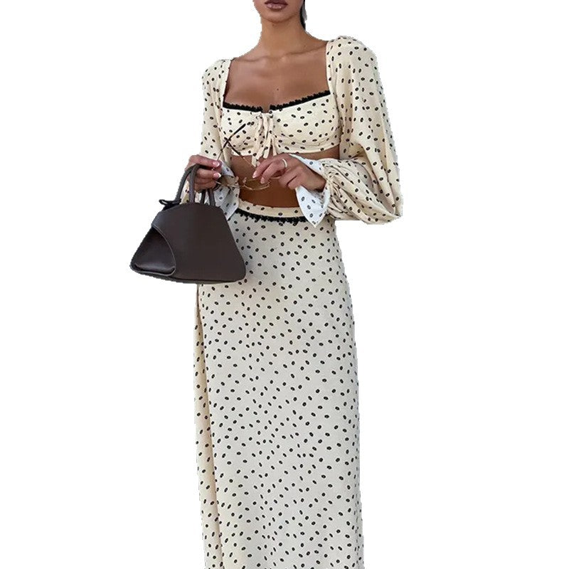 Ensemble robe sans manches à pois