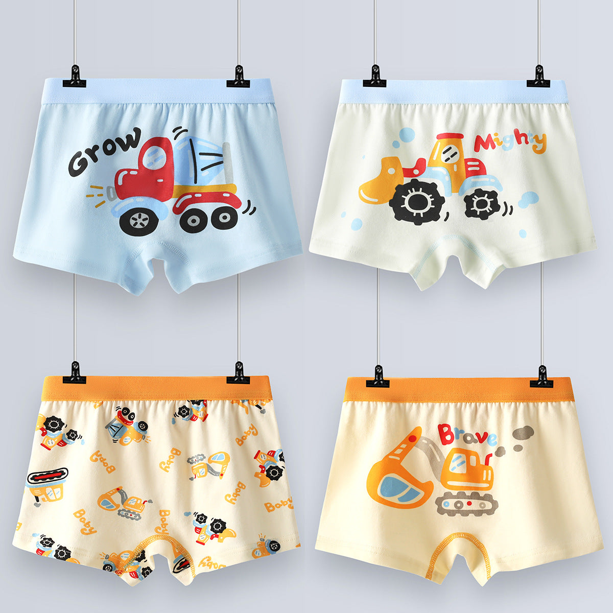 Boxers en coton pour garçons, sous-vêtements sans coutures