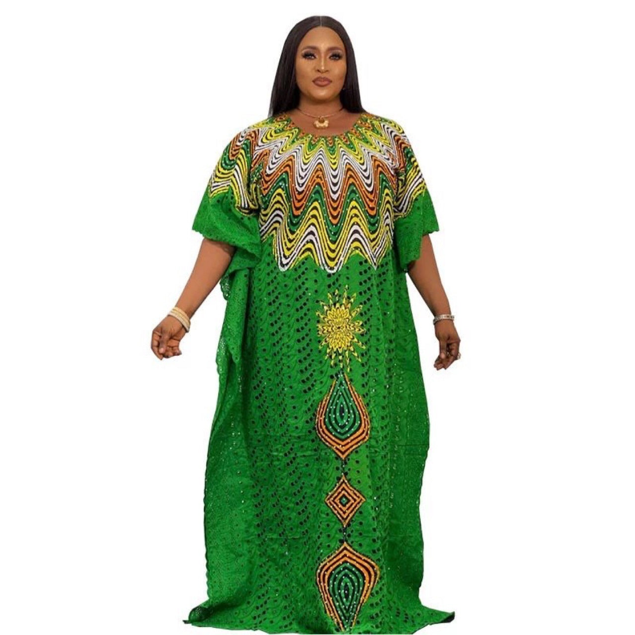 Habit :Robe en coton brodée ajourée pour femme