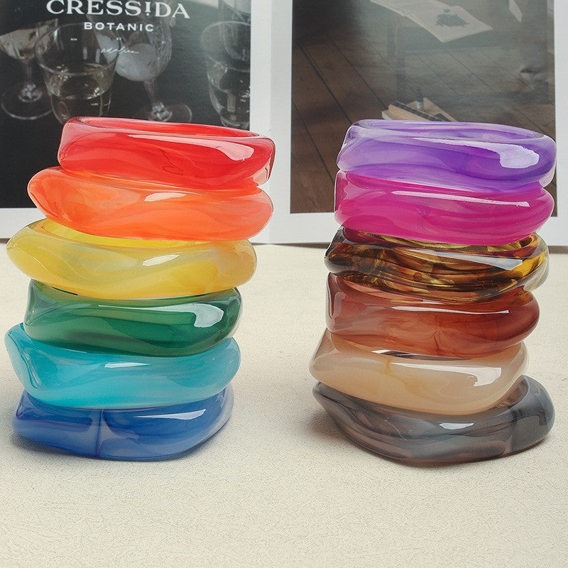 Bracelets en acrylique courbés pour femmes