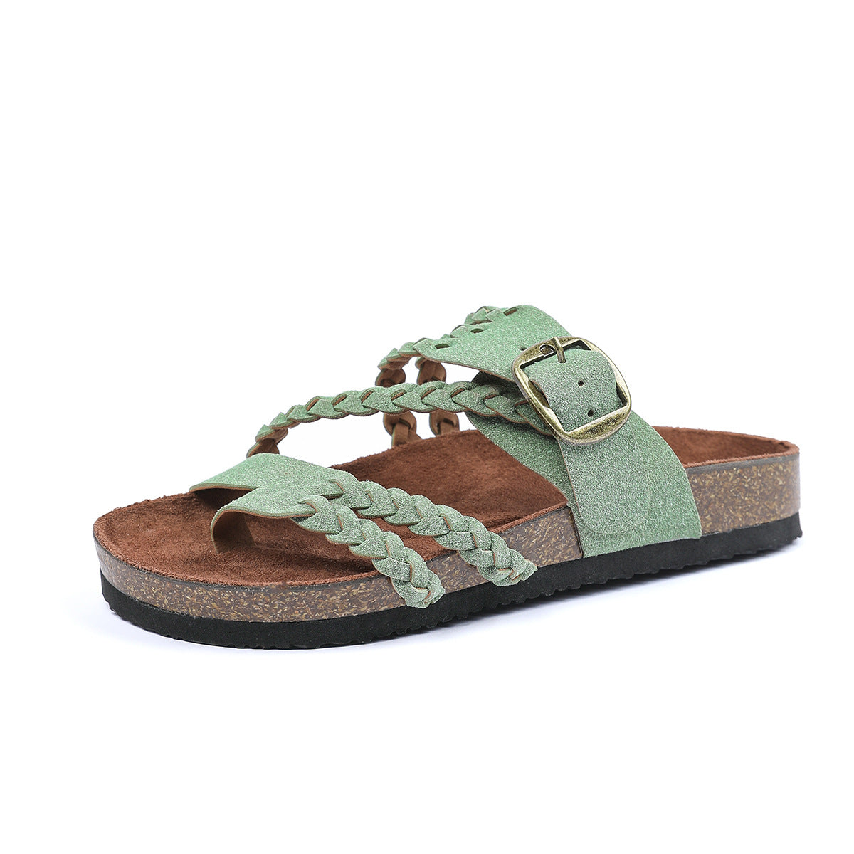 Sandales tissées à boucle réglable avec semelles en daim