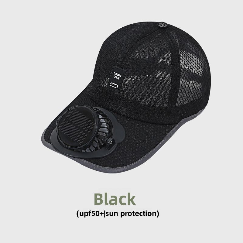 Casquette de baseball à ventilateur solaire avec maille respirante