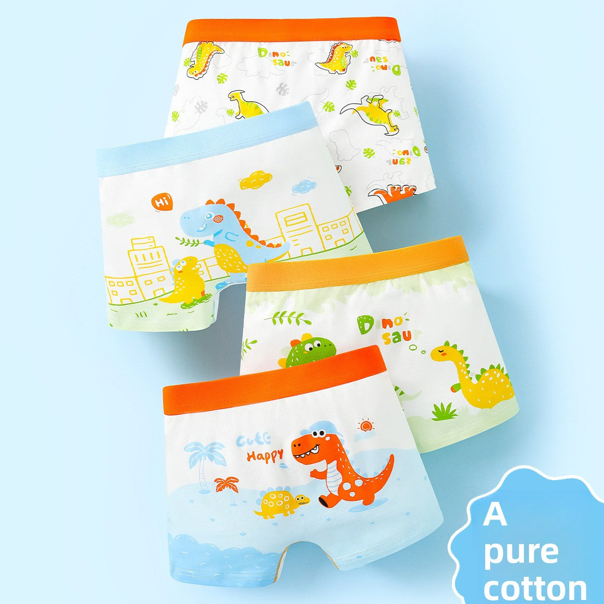 Boxers en coton pour garçons, sous-vêtements sans coutures