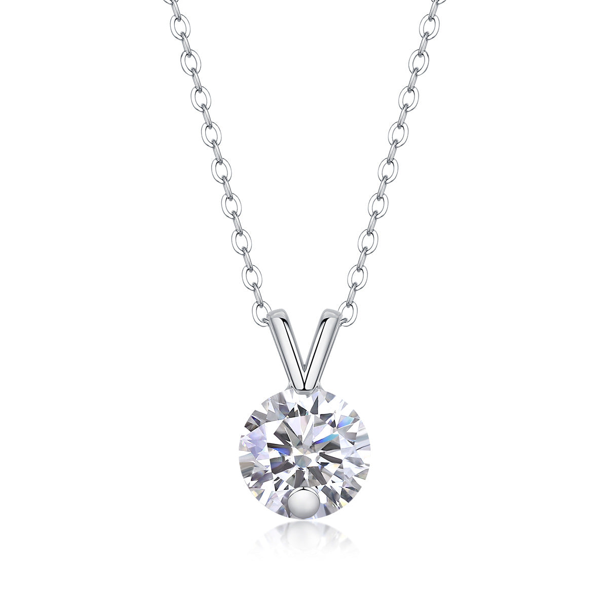 Collier pendentif géométrique en moissanite et argent sterling