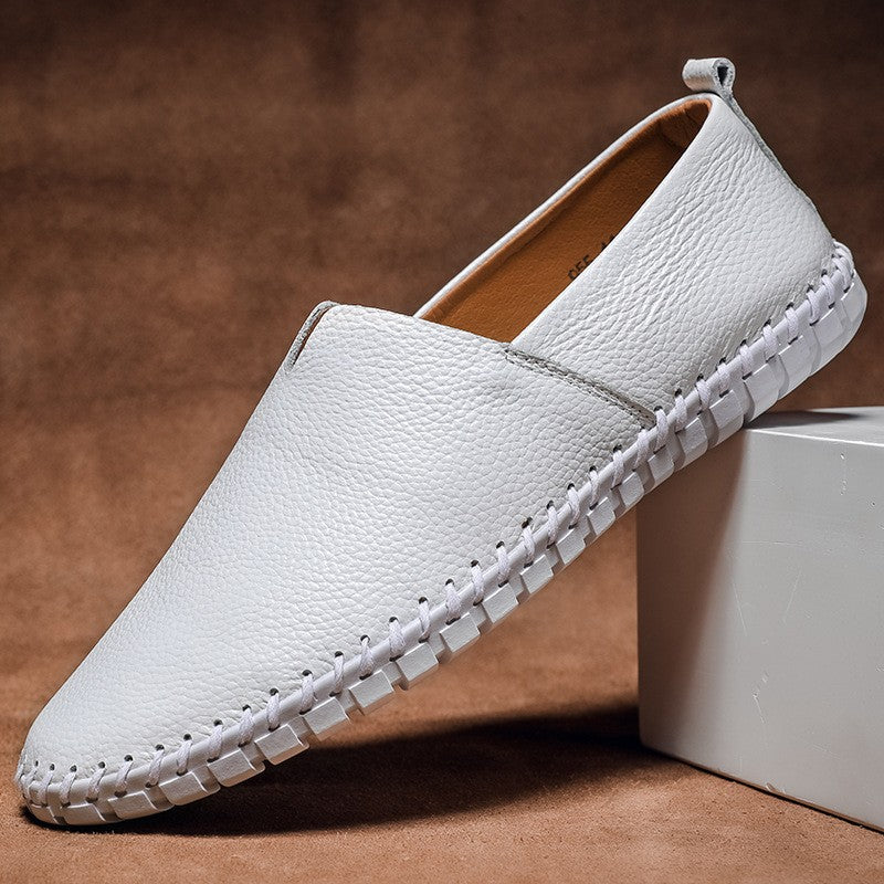 Chaussures décontractées en cuir respirant pour hommes à enfiler