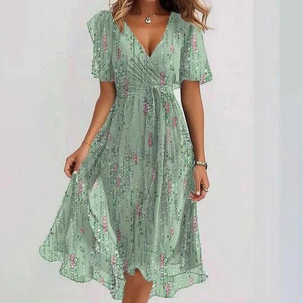 Robe trapèze à imprimé floral et col en V
