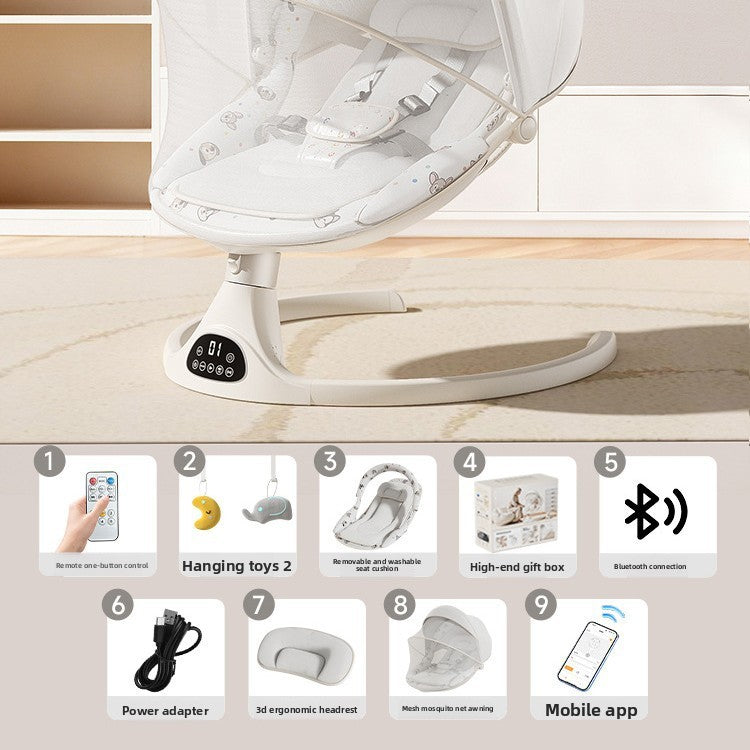 Fauteuil à bascule électrique pour bébé avec commande par application Bluetooth