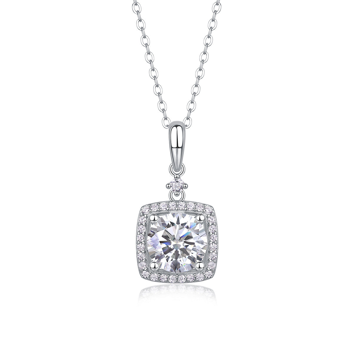 Collier pendentif géométrique en moissanite et argent sterling