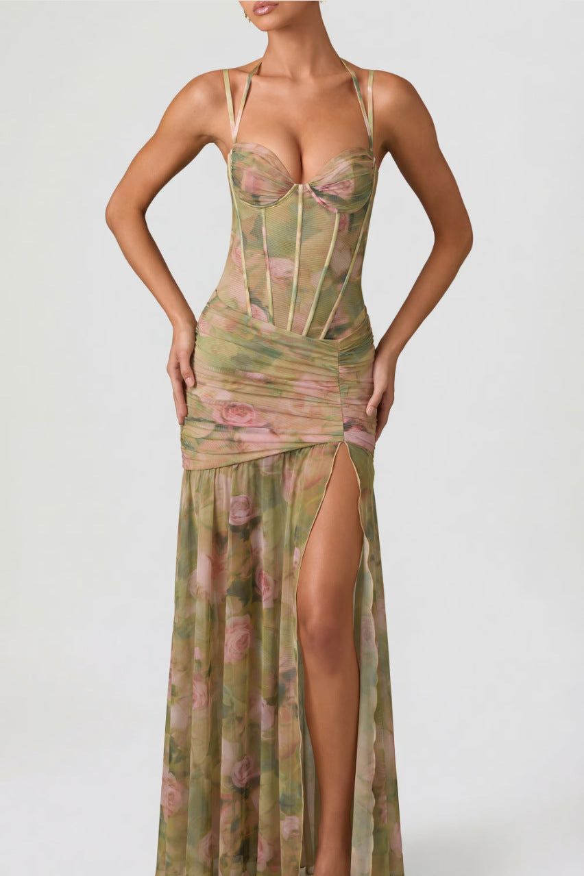 Robe de plage en mesh imprimé pour femmes