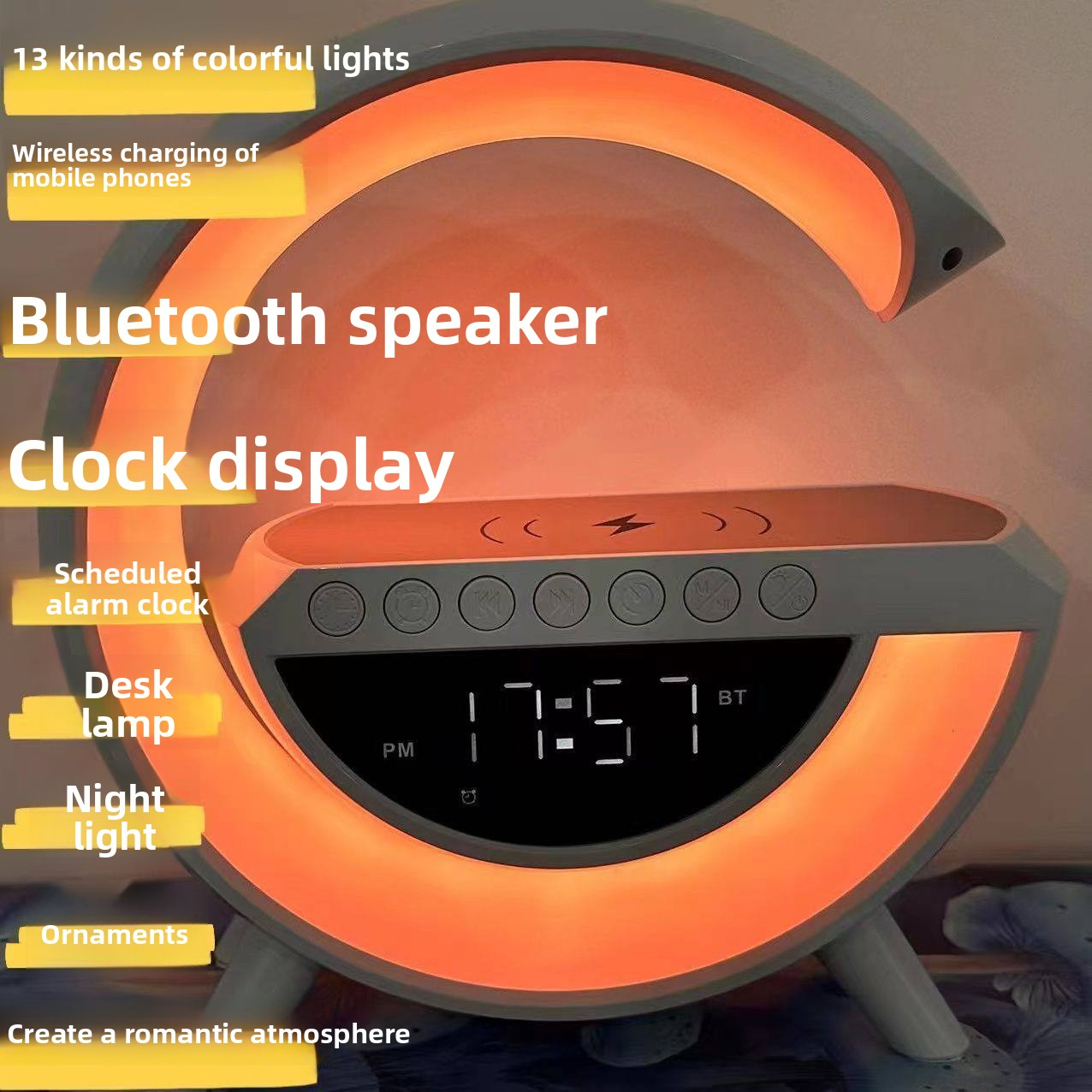 Lampe multifonctionnelle avec haut-parleur Bluetooth et chargeur sans fil