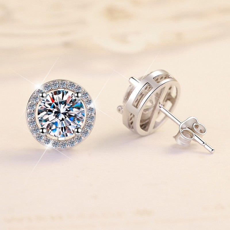 Ensemble de bijoux en argent sterling avec moissanite en forme de cercle géométrique