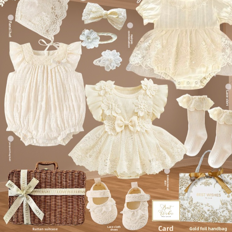Ensemble robe en dentelle pour bébé fille avec accessoires