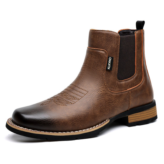 Bottines Chelsea rétro en cuir pour homme – Modèle court à enfiler