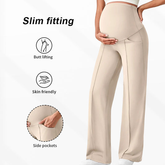 Pantalon de maternité taille haute à jambes larges