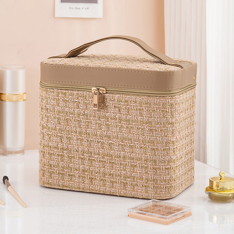 Étui de rangement cosmétique portable à double couche