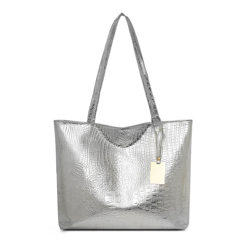 Sac fourre-tout en PU à motif crocodile rétro