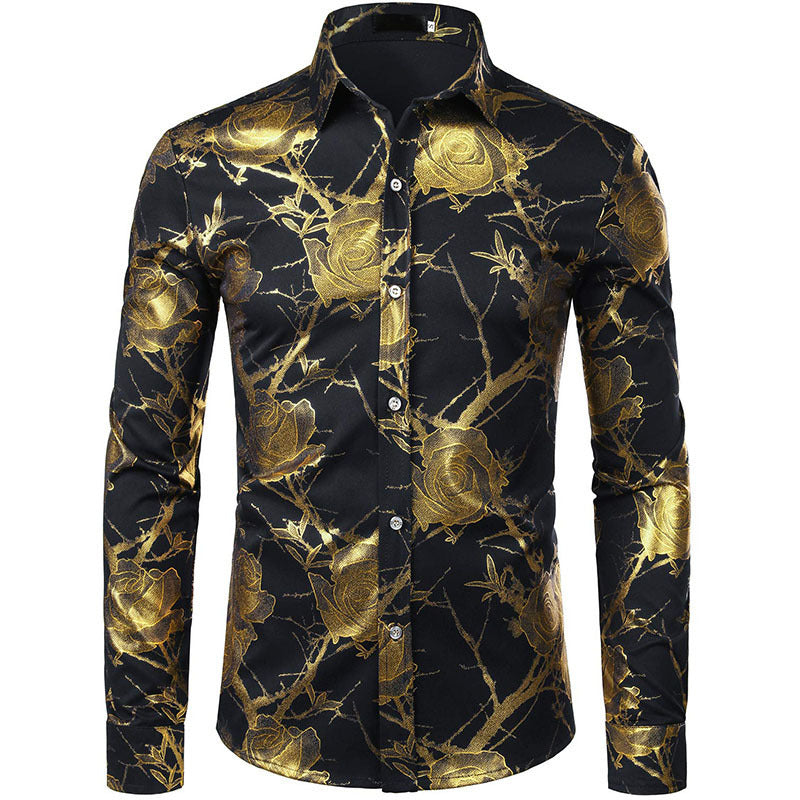 Chemise à manches longues pour homme à imprimé floral