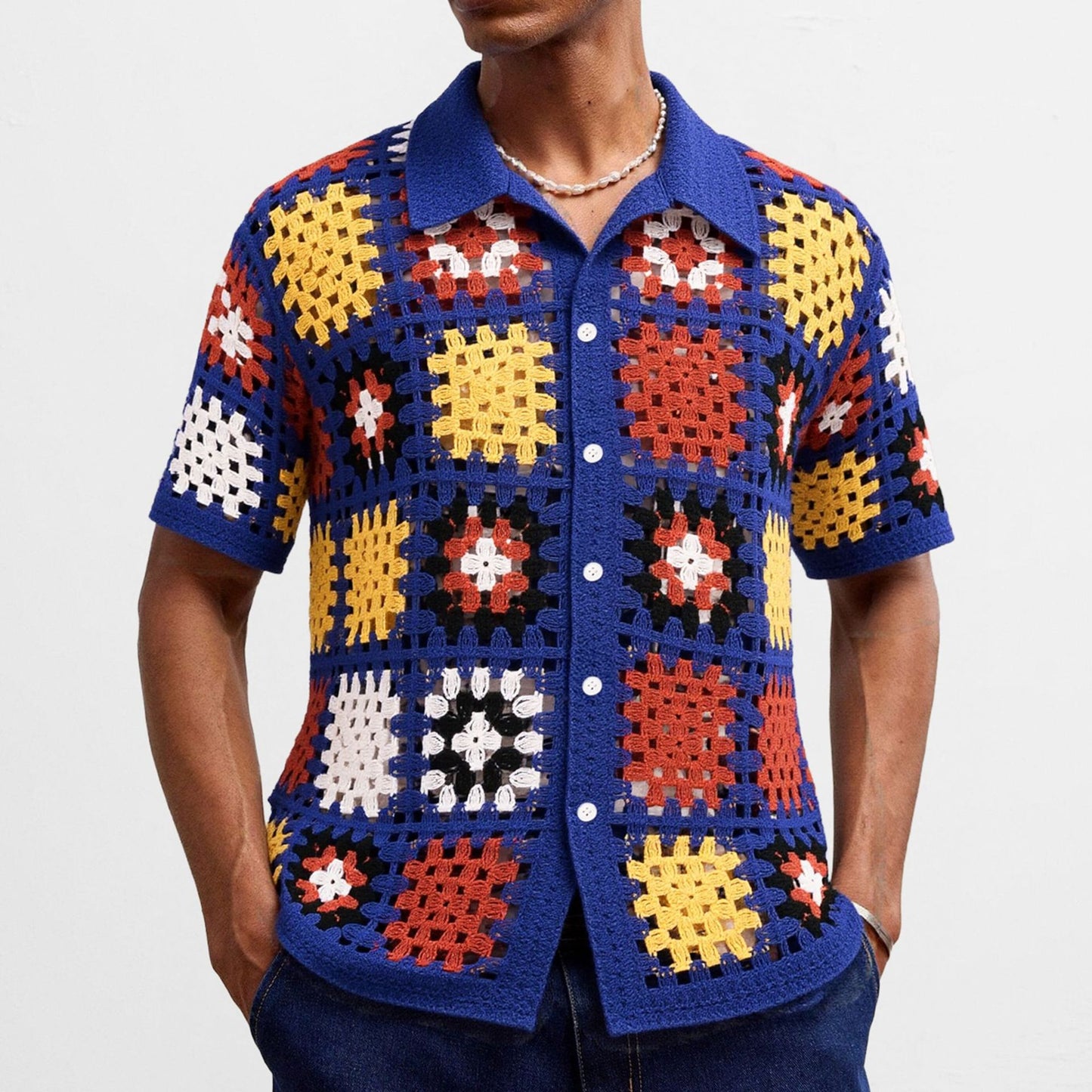 Polo tricoté style crochet