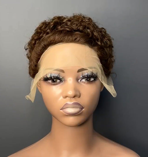 Perruque Pixie Bouclée en Cheveux Humains Brésiliens