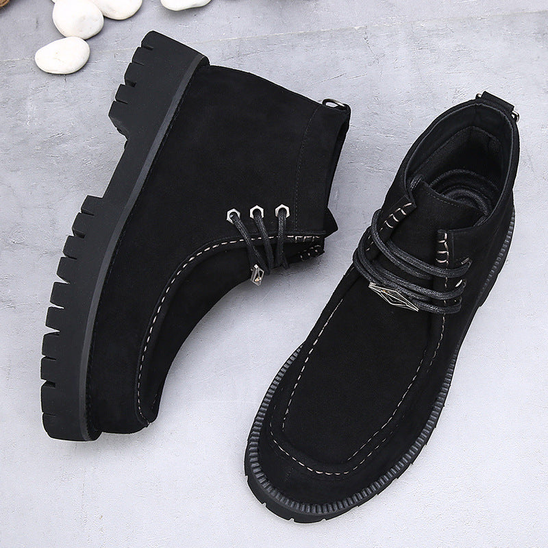 Bottes rétro pour hommes Martin en cuir véritable à plateforme