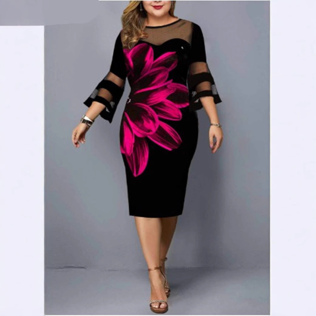 Robe patchwork grande taille amincissante