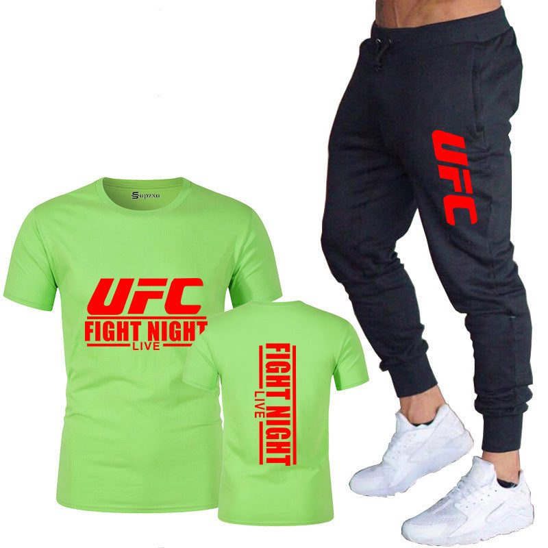 Ensemble de vêtements de sport pour hommes comprenant un t-shirt en coton et un pantalon
