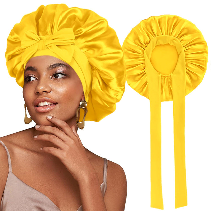 Bonnet de nuit en satin avec ruban élastique