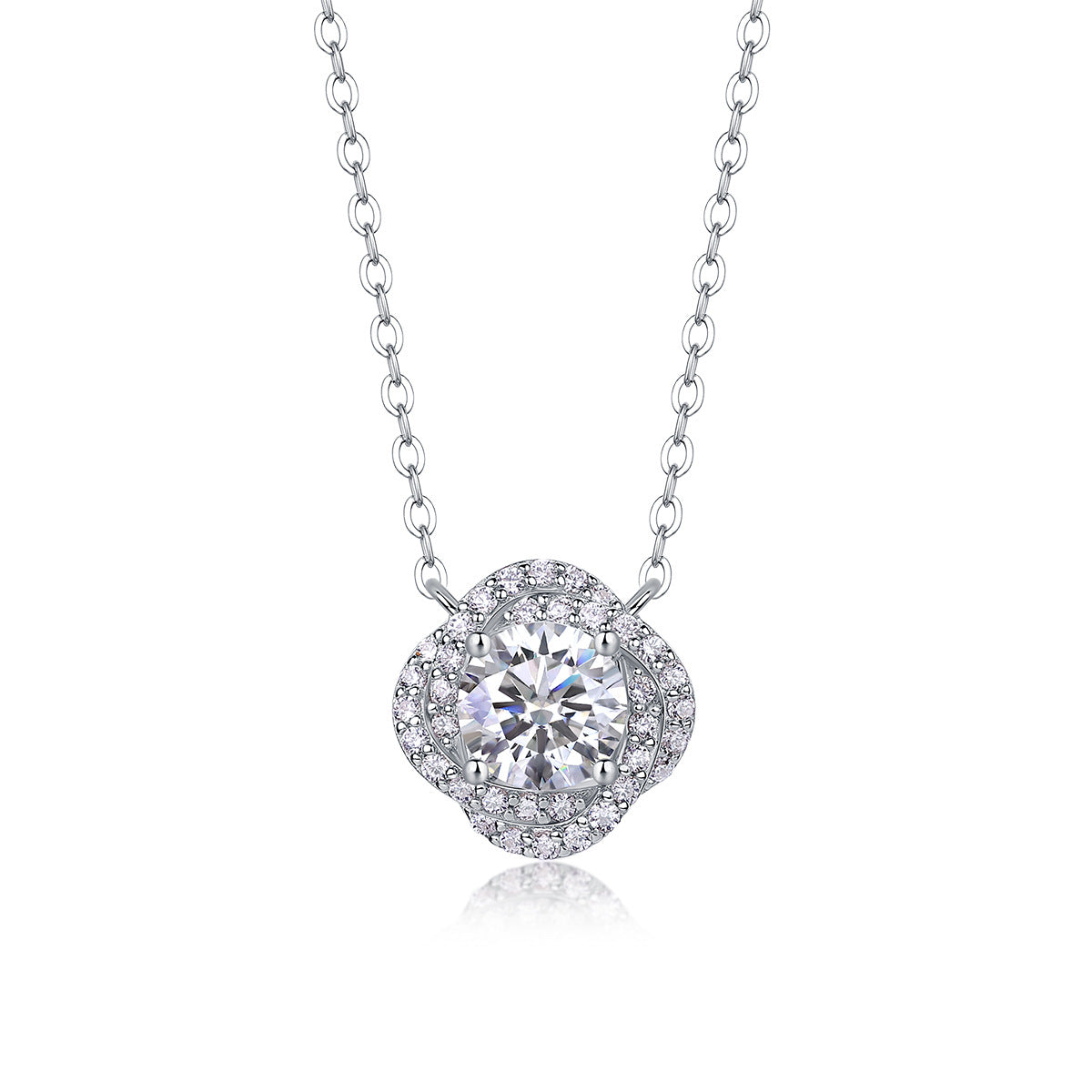 Collier pendentif géométrique en moissanite et argent sterling
