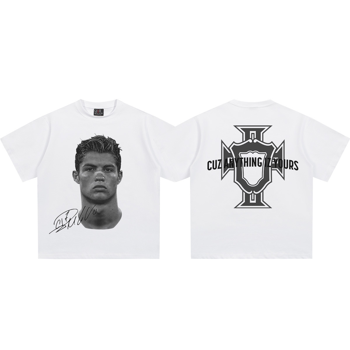 T-shirt en coton imprimé football vintage