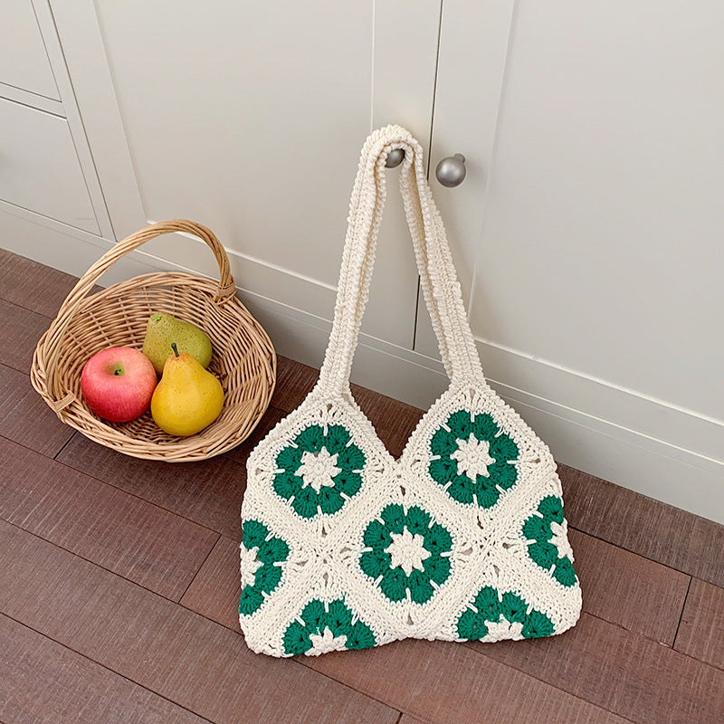 Sac bandoulière fait main en corde de coton crochetée