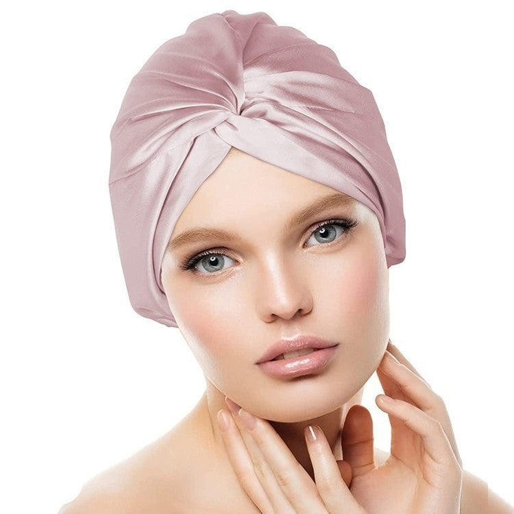 Bonnet de nuit en soie torsadée avec design plissé 3D