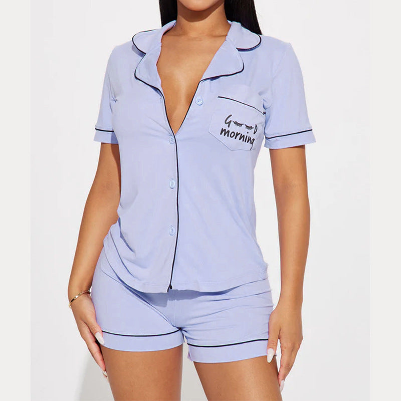 Ensemble pyjama décontracté pour femmes à manches courtes
