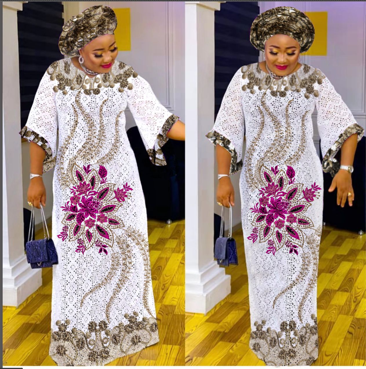 Robe longue ample à imprimé floral
