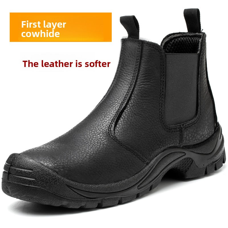 Bottes de sécurité pour hommes, en cuir de vachette anti-écrasement et anti-perforation