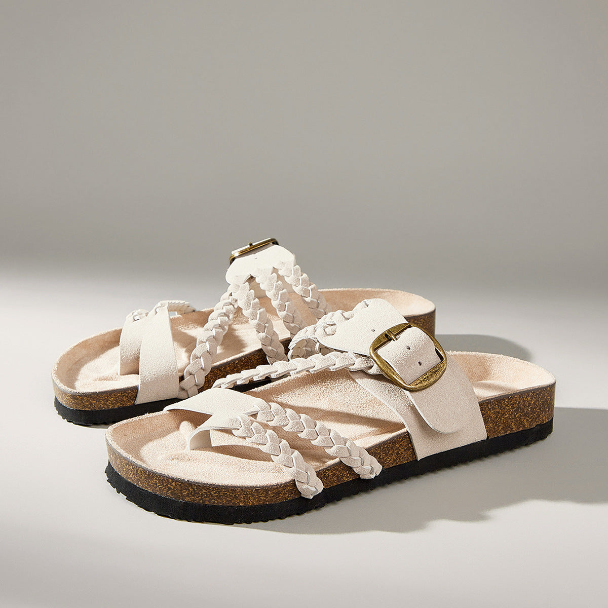 Sandales tissées à boucle réglable avec semelles en daim