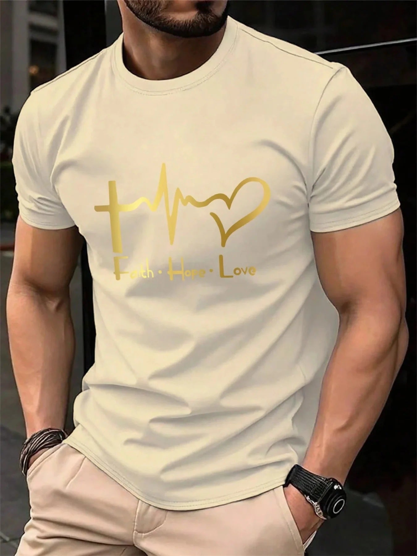 T-shirt homme en coton pur à manches courtes imprimé